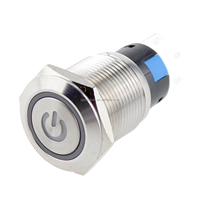 Simbol daya kustom Ss 19mm saklar Grendel tombol tekan on off tahan air sumbat logam