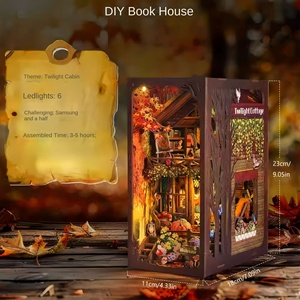 Vente chaude <span class=keywords><strong>3D</strong></span> Puzzle En Bois Rose Détective Agence DIY Miniature Maison avec Cache-Poussière pour Noël Cadeau Livre Nook - Product Image 2