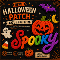Patchs en chenille brodés alphabet Halloween à thermocoller personnalisés pour casquettes