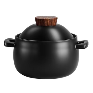 Marmite en <span class=keywords><strong>céramique</strong></span> pour usage domestique, compatible avec les cuisinières à gaz, résistante à la chaleur, couvercle anti-fissures pour la cuisson à sec, la préparation de soupes - Product Image 1