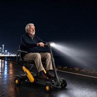 Scooter de mobilité pliable entièrement automatique de haute qualité à 4 roues, cadre en fibre de carbone, scooter de voyage en plein air pour personnes âgées