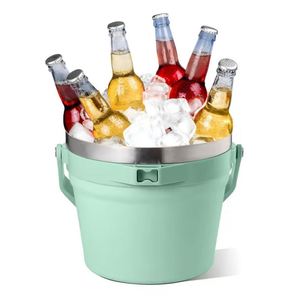 Seau à glace 7L en acier inoxydable 304 à double paroi isolé sous vide, refroidisseur de bière avec poignée et couvercle, personnalisable, portable, cadeau d'affaires 24-36 - Product Image 2