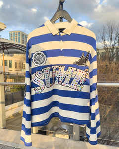 Guangzhou Shangshang özel yaka gömlek Gem taş Rugbys nakış parlama kol erkekler için uzun kollu Polo t Shirt erkekler - Product Image 4