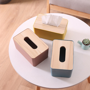 Vente chaude simple couverture en bois boîte à mouchoirs ménage salon toilette boîte de rangement bureau <span class=keywords><strong>papier</strong></span> tiroir boîte - Product Image 3