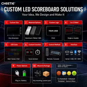 Tableau d'affichage électronique LED sportif pour <span class=keywords><strong>tennis</strong></span>, badminton, volley-ball, <span class=keywords><strong>tennis</strong></span> de <span class=keywords><strong>table</strong></span>, intérieur/extérieur, salle de sport - Product Image 2