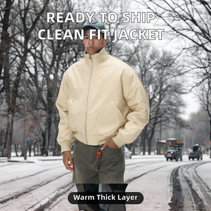 In Stock Ready to Ship Streetwear Wholesale ODM Blank Clean Fit Deconstructed Stand Collar Winter Plain Dyed <b>Flight</b> <b>Jacket</b> - Product Image 2