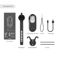 Feu arrière radar de vélo LA150 avec détection intelligente de freinage, avertissement sonore, alimenté par batterie, compatible avec ordinateur de bord intelligent, longue portée