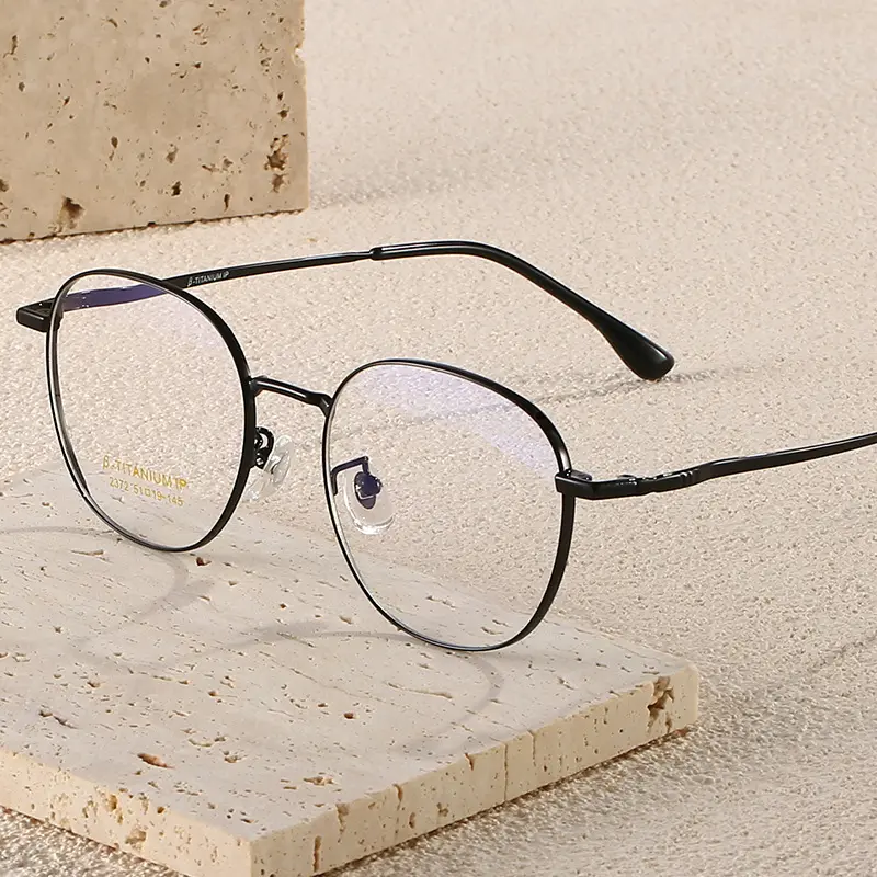 Factory wholesale half titanium material round fashion anti-blue light eyeglasses prescription eyeglasses frame