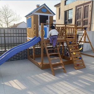 Maison de jeu extérieure en <span class=keywords><strong>bois</strong></span> imperméable avec balançoire et bac à sable Maison de jeu pour enfants pour patio arrière-cour - Product Image 3