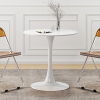 Table basse ronde contemporaine pour salon, plateau en bois avec base effet marbre noir, ajoute de la sophistication à n'importe quel espace