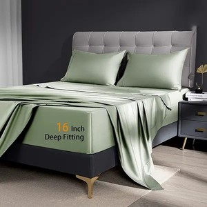 Làm Mát Thoáng Khí Tre Tấm Ga Giường Đặt Nữ Hoàng Kích Thước 1800 Chủ Đề Đếm Siêu Mịn Mềm Mại Với 16 Inch Sâu Túi - Product Image 6