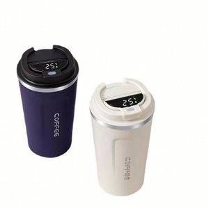 Tasse de bureau isotherme à double paroi en acier inoxydable 304, 380 ml et 510 ml, avec couvercle intelligent LED et affichage de la température (6-12°C) – Écologique - Product Image 3
