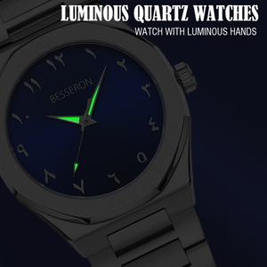 Reloj de Cuarzo Deportivo de Lujo de Acero Inoxidable con Números Arábigos Musulmanes Azan 2024 para Hombre con Correa de Cuero y Logotipo Personalizado - Product Image 4