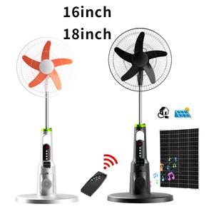 Solar Chargeable Music Floor Fan with LED <b>Light</b> DC AC Powered 16inch/18inch Rechargeable Battery <b>Bluetooth</b> <b>Speaker</b> Fans Home - Product Image 3