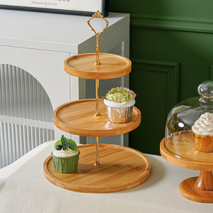 Wooden Dessert Display Rack Round Tiered <b>Stand</b> For Birthday Party Table Decorations - Product Image 2