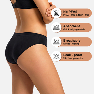 Culottes menstruelles respirantes en coton pour femmes, taille basse, lavables, flux abondant, 4 couches, <span class=keywords><strong>anti</strong></span>-fuites, pour femmes et filles - Product Image 2