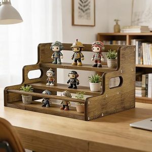 Cross-border tiered display rack, solid wood three-tiered <b>shelf</b>, wooden spice rack, iron and wood combination condiment storage - Product Image 1