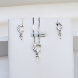 Kit de fabrication de bijoux DIY, accessoires en argent S925, petites boucles d'oreilles lune, pendentif aiguille, boucles d'oreilles perle, support vide pour cadeaux et fêtes - Product Image 1
