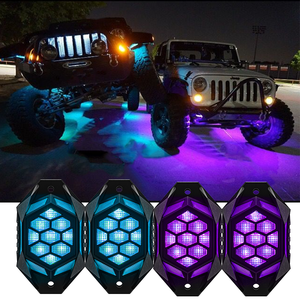 Kit de iluminación de música personalizada <span class=keywords><strong>App</strong></span> Control 4 8 12 Pods LED RGBW Rock luces para coches todoterreno SUV ATV vehículo Led Rock luces - Product Image 6