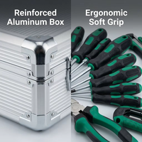 Juego de Herramientas Mecánicas de 108 Piezas en Caja de Aluminio, Juego Completo con Llaves de Tubo, Juego de Llaves de Trinquete para Reparación de Automóviles, Garaje, OEM/ODM