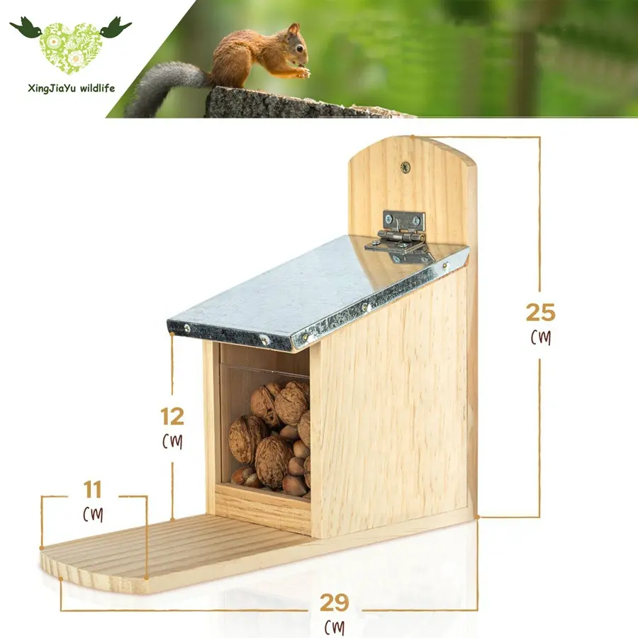 Weatherproof bird feeder for squirrels with a metal roof