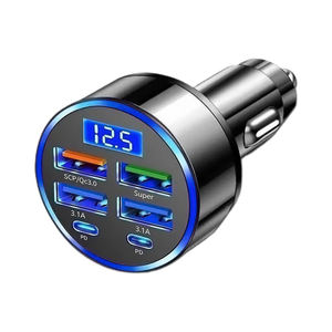 Cargador de Coche D2345 66W PD de Carga Rápida con Adaptador de Carga Rápida con 4 Puertos USB y <span class=keywords><strong>2</strong></span> Puertos Tipo-C para Teléfonos Móviles 5V/3A - Product Image 1