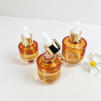 Botol kaca kemasan minyak kosmetik wajah 20Ml 30Ml 50Ml botol tetes kaca minyak esensial bulat emas bening