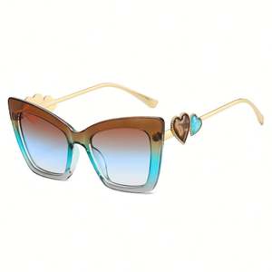 Lunettes de soleil œil de chat à monture large en métal avec logo personnalisé, protection UV400, pour femme, collection 2025 - Product Image 5