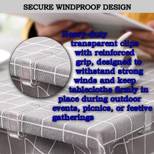 24 pièces de pinces pour nappes transparentes Supports de couvertures de table en plastique durable Pinces transparentes coupe-vent pour fixer les nappes - Product Image 4