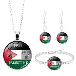 Palestine Flag Bracelet Women'S Bracelet Necklace Earring Jewelry Set