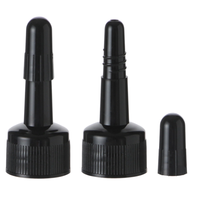 Bouchon à vis en plastique noir de 20 mm avec embout long et couvercle de protection amovible pour l'emballage de bouteilles de liquide