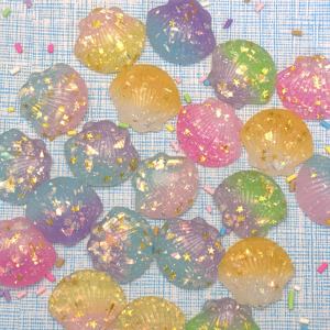 Massal 100 buah/lot 23*26MM Glitter Sea Shell Resin Flatback Cabochon cangkang indah Slime Cahrms untuk Scrapbooking casing ponsel Dekorasi - Product Image 1