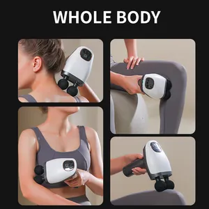 Novo Design LCD Dupla Percussão Massagem Arma Portátil Tecido Profundo Muscular Dupla Cabeça Massagem Arma Para Alívio Da Dor