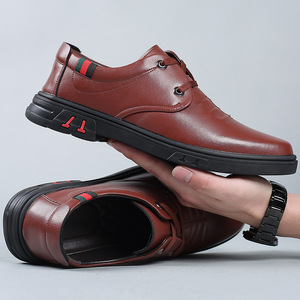 Chaussures en cuir pour hommes, semelle souple noire, mocassins décontractés à lacets, style britannique, talon plat, pour jeunes de 18 à 40 ans - Product Image 4