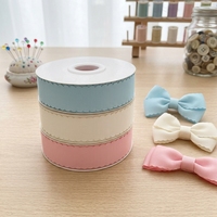 Ruban à bords festonnés 38 mm, ruban gros-grain blanc, rubans en tissu à bords ondulés avec bobine pour la couture, la confection artisanale, les nœuds pour cheveux