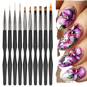 10Pcs Kolinsky Nail Art Brush <b>Set</b> Acrylic Liner UV Gel Ombre Drawing Pen - Product Image 1