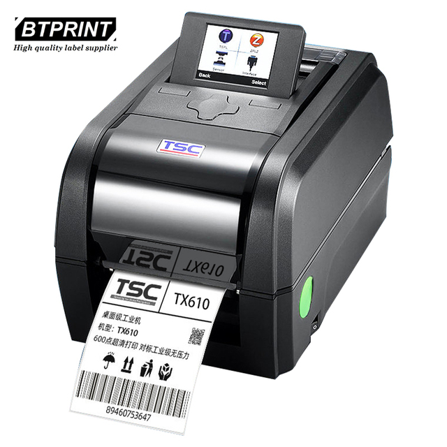 TSC TX610 600dpi Thermal Transfer Printer LED Display Easy Load Ribbon For Clothing Wash Care Label Small Barcode Sticker
