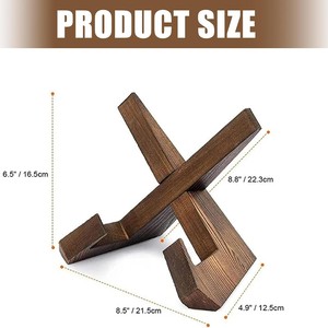 Solid wood record rack, kitchen recipe rack, <b>CD</b>/DVD storage rack, multi-purpose wooden <b>stand</b>, wooden recipe holder - Product Image 2