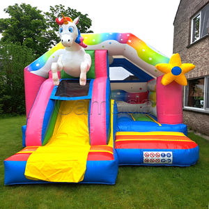 Castillo Inflable para Fiestas, Diseño Nuevo, Ecológico, Impermeable, Brincolín para Niños, Castillo Hinchable de Unicornio con Doble Tobogán, 800 kg - Product Image 3