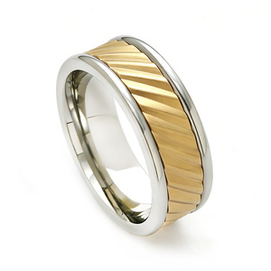 Bague en acier inoxydable lourd de 8 mm, sur mesure OEM, avec bord poli et centre rainuré, bijoux pour hommes - Product Image 3