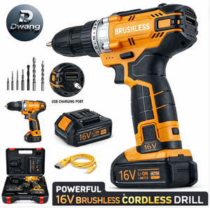 Perceuse sans fil professionnelle 16V sans balais 45Nm, outil électrique rechargeable <span class=keywords><strong>à</strong></span> batterie lithium pour le bricolage et l'industrie - Product Image 1