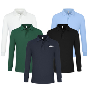 Custom Embroidered Logo Polo Shirt 270 GSM 80% Cotton 20% Polyester Premium Office Staff Uniform Long Sleeve Unisex Polo T Shirt