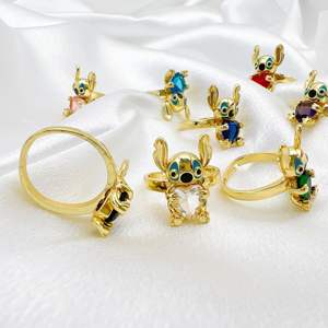 JML all'ingrosso accessori per bambini coniglio animale colorato amore zircone anello 14K placcato oro gioielli anelli cuore per bambini - Product Image 4