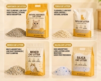 Sac d'emballage plastique pour litière pour chat, pochette refermable à huit soudures latérales avec poignée, sac à fermeture éclair autoportant avec bec verseur pour recharge de litière pour animaux de compagnie
