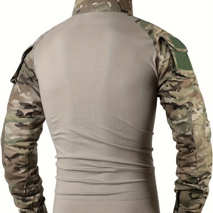 Camiseta Deportiva de Manga Larga para Hombre, Corte Ajustado, Estilo Camuflaje, para Entrenamiento al Aire Libre, con Bloques de Color, Media Cremallera y Bolsillos - Product Image 3