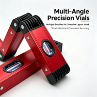 Niveau à bulle industriel flexible et pliable multi-angles, haute précision 0,5 mm, en aluminium, avec aimant, mesure 0-5 m