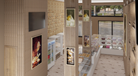 Garage de pâtisserie à donuts, Design d'intérieur, comptoir du café, meubles d'usine