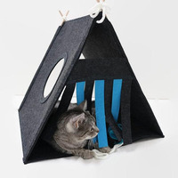 Großhandels preis Kleines Dreieck Katzen nest Bequemes Filz Haustier bett Zelt Abnehmbar für Schlaf box verpackt