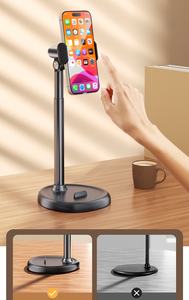 Support de téléphone pratique à fixer au-dessus de la tête, base ronde pour bureau, support réglable pour diffusion en direct, adapté aux téléphones portables et tablettes - Product Image 2