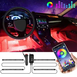 Ambiente de cigarrillos RGB Tira de LED Flexible para coche Cinta de ambiente Luz Interior para coche Aplicación remota Cambio de multicolor Luces de tira LED